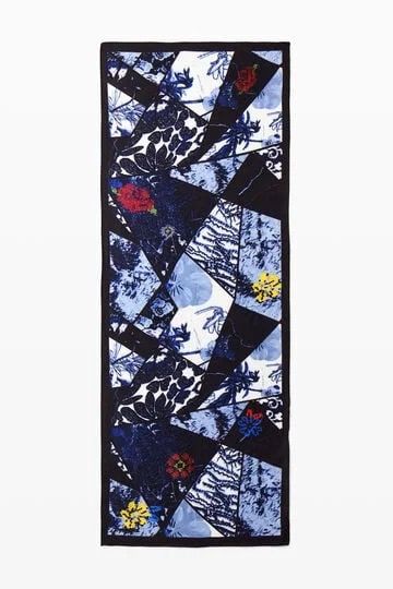 Desigual ~ Denim Flowers rectangle scarf