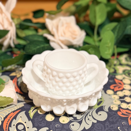 Fenton Hobnail Milk Glass Sugar & Creamer
