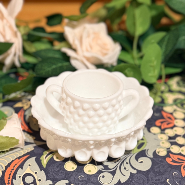 Fenton Hobnail Milk Glass Sugar & Creamer