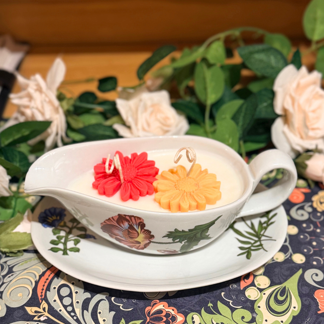 Floral Gravy Boat Candle
