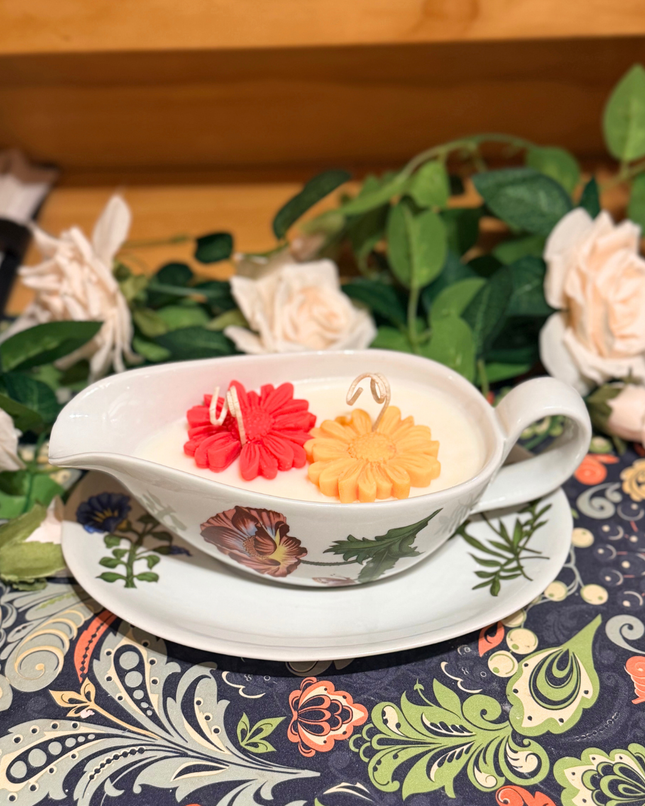 Floral Gravy Boat Candle