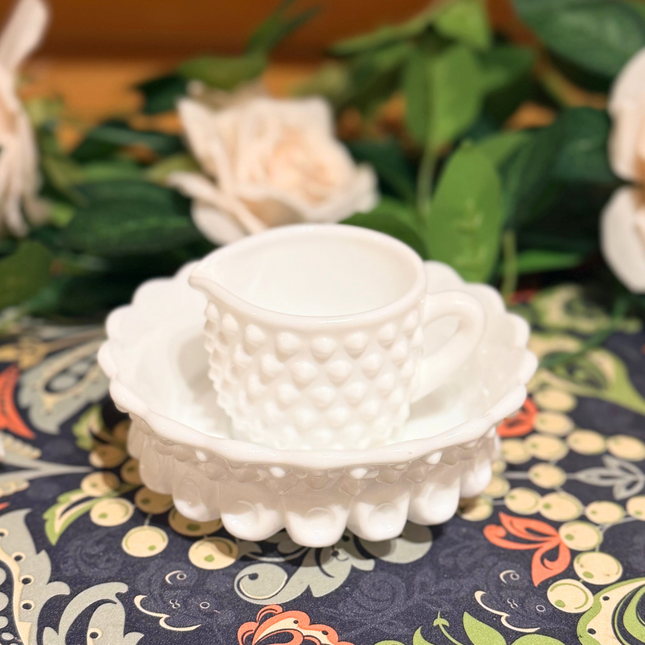 Fenton Hobnail Milk Glass Sugar & Creamer