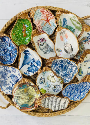 Decoupage Oyster Jewelry Dishes