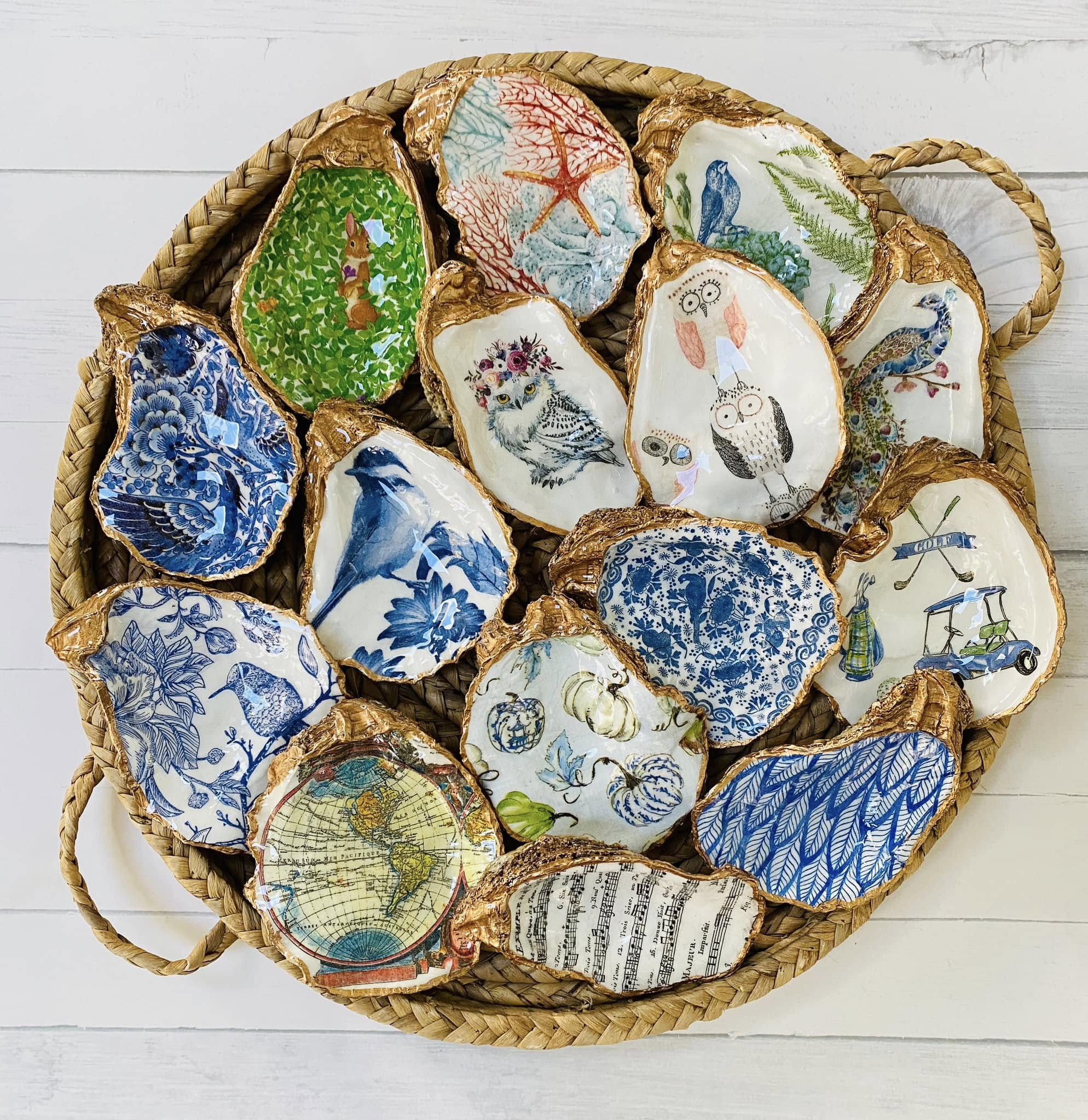 Decoupage Oyster Jewelry Dishes
