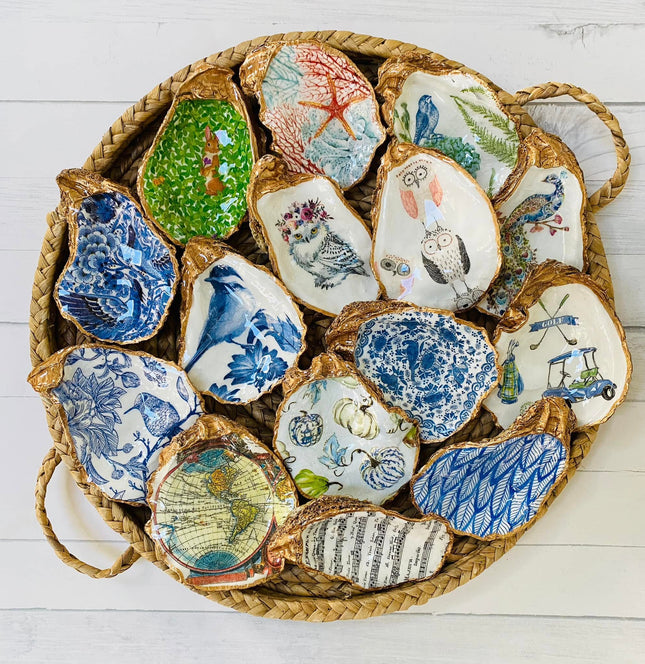 Decoupage Oyster Jewelry Dishes