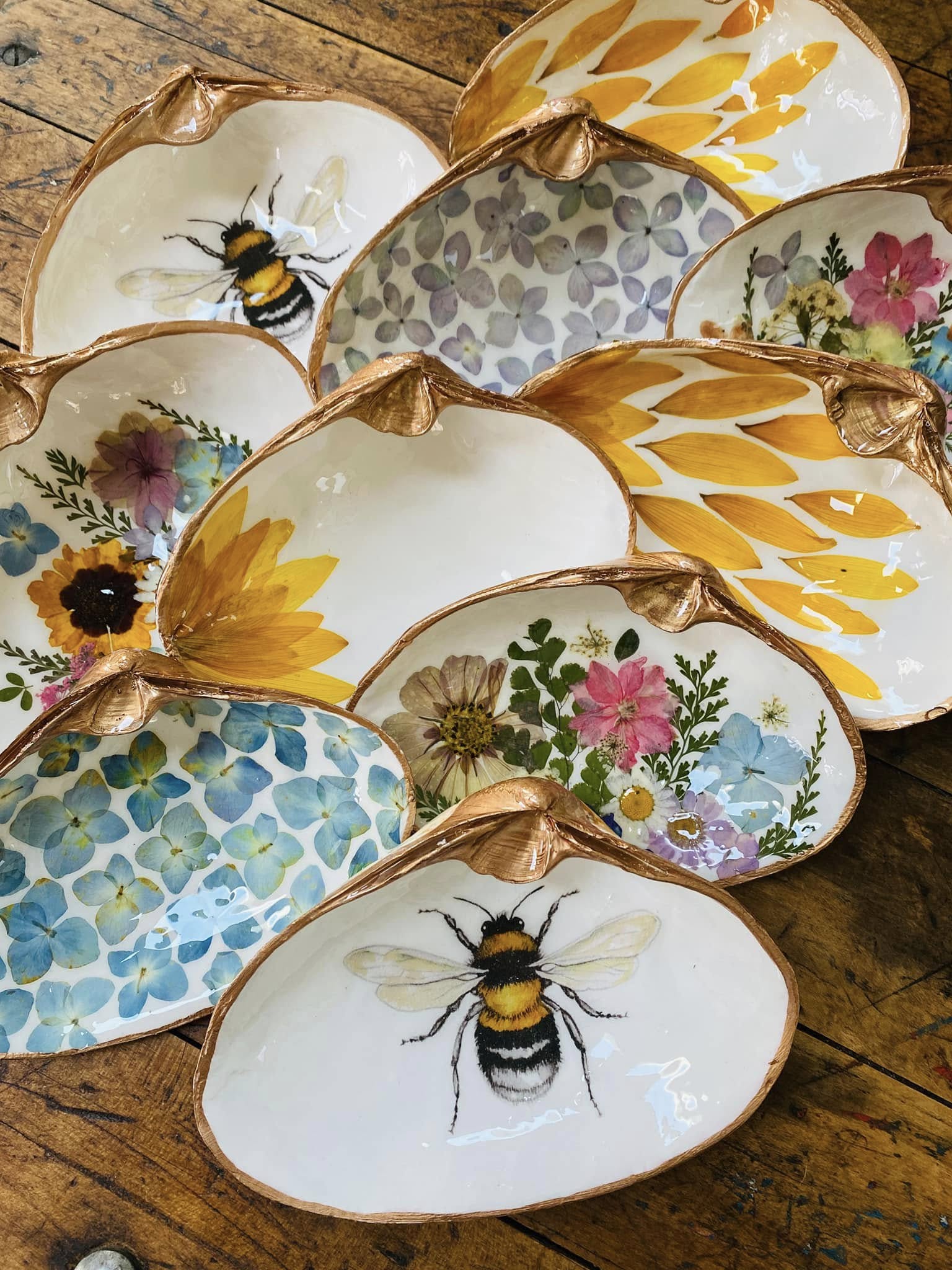 Decoupage Oyster Jewelry Dishes