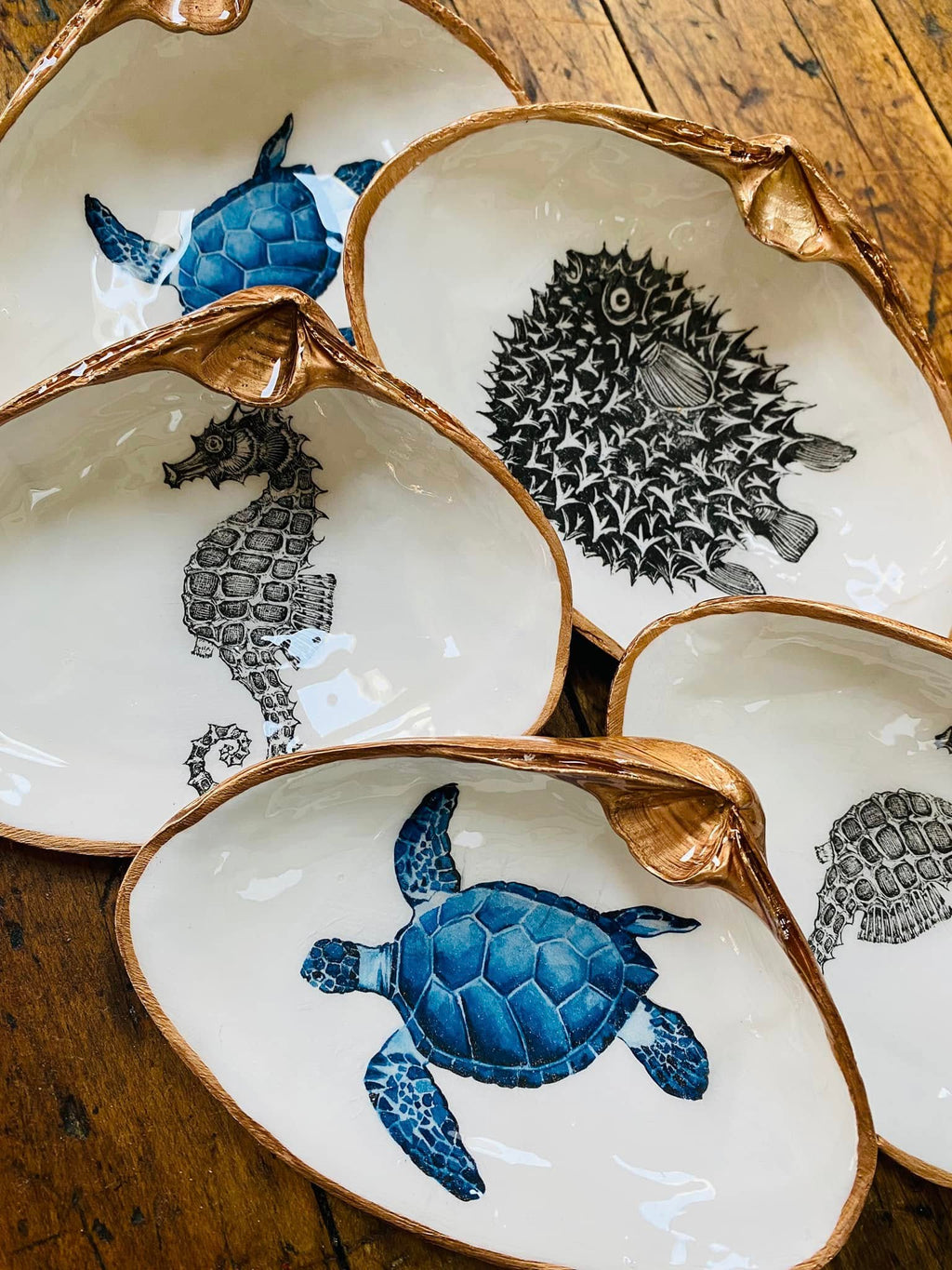 Decoupage Oyster Jewelry Dishes