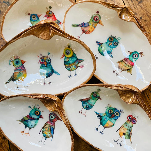 Decoupage Oyster Jewelry Dishes