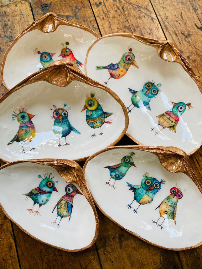 Decoupage Oyster Jewelry Dishes