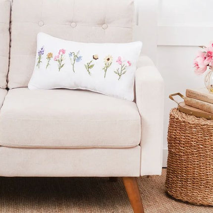 April Showers Floral Ribbon Art Throw Pillow