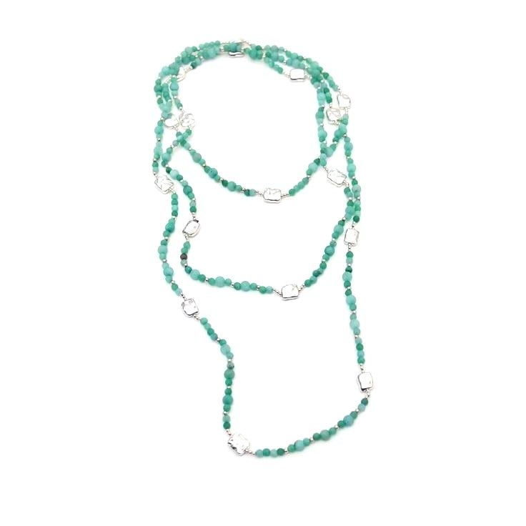 Bali ~ Amazonite & Rhodium Layering Necklace