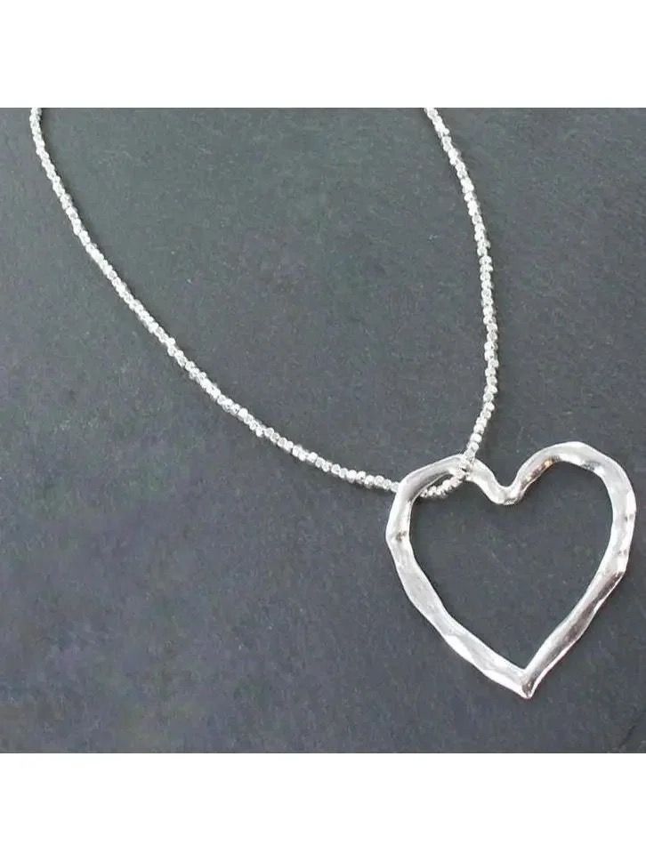 Bali Small Silver Open Heart Necklace