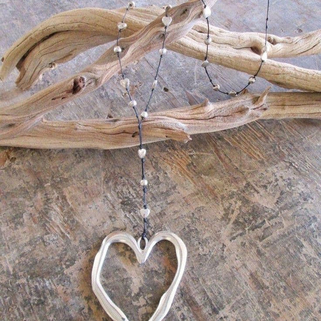 Bali Large Silver Open Heart Necklace