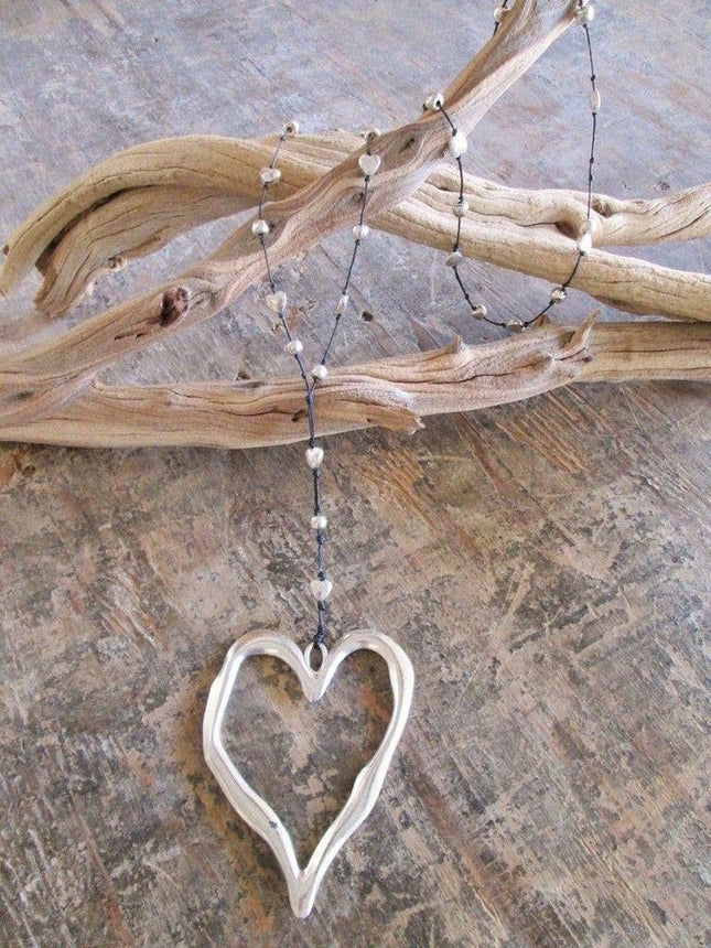Bali Large Silver Open Heart Necklace