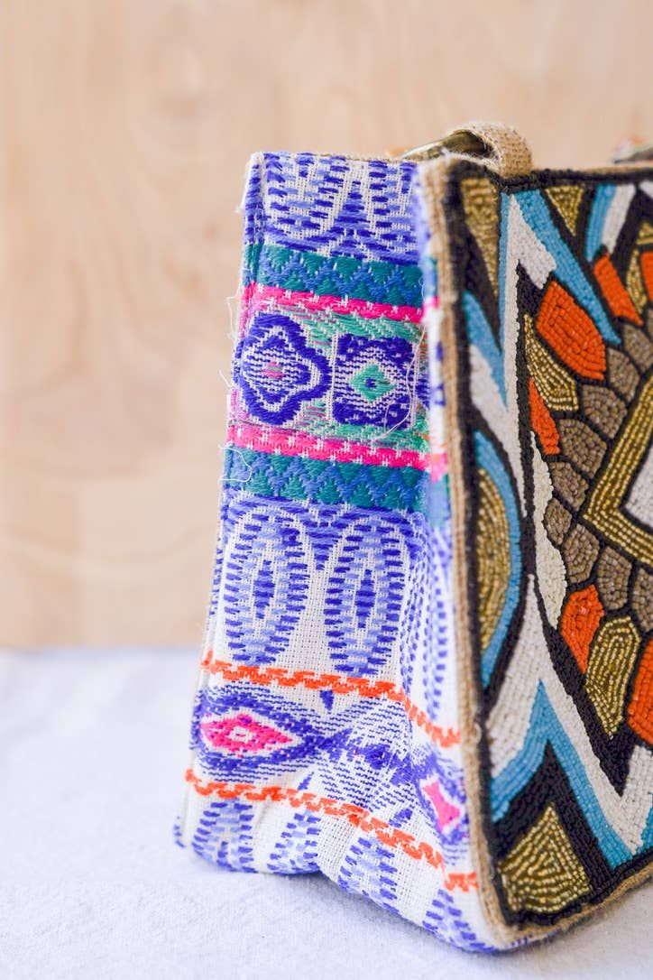 Bali ~ Boho Burlap Evil Eye Bag