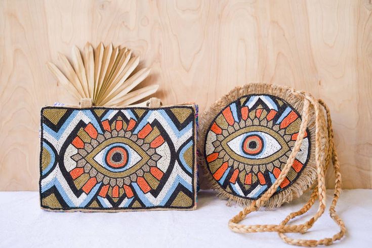 Bali ~ Boho Burlap Evil Eye Bag