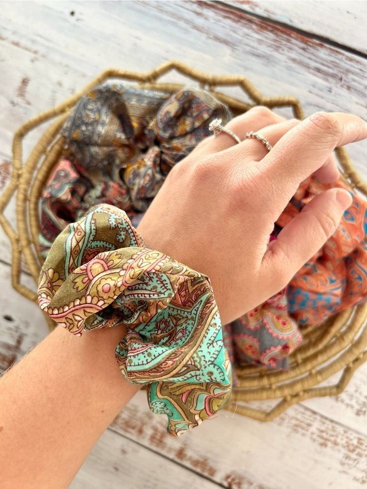 Bamboo Vintage Patchwork Scrunchie