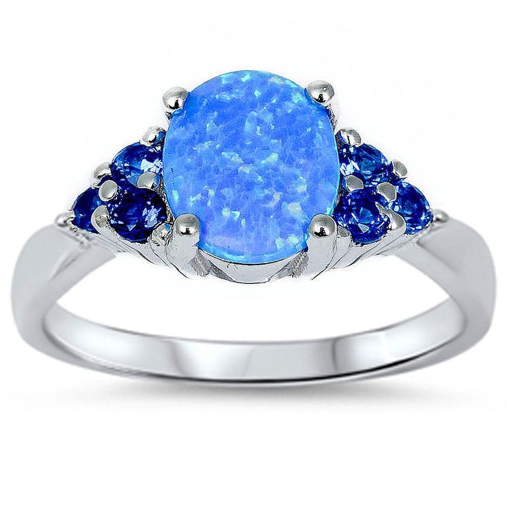 Blue Fire Opal & Sapphire Ring