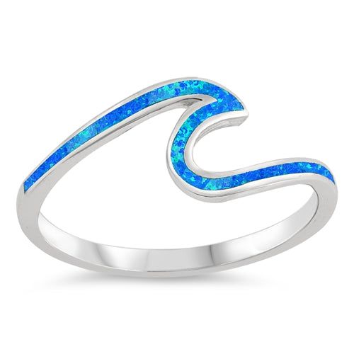 Blue Fire Opal Wave Ring