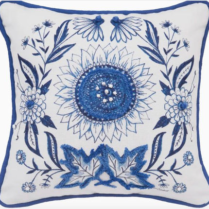 Blue Sunflower Throw Pillow