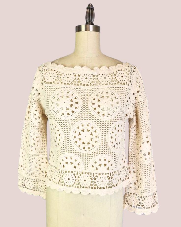 Boatneck Crochet Sweater ~ Dantelle