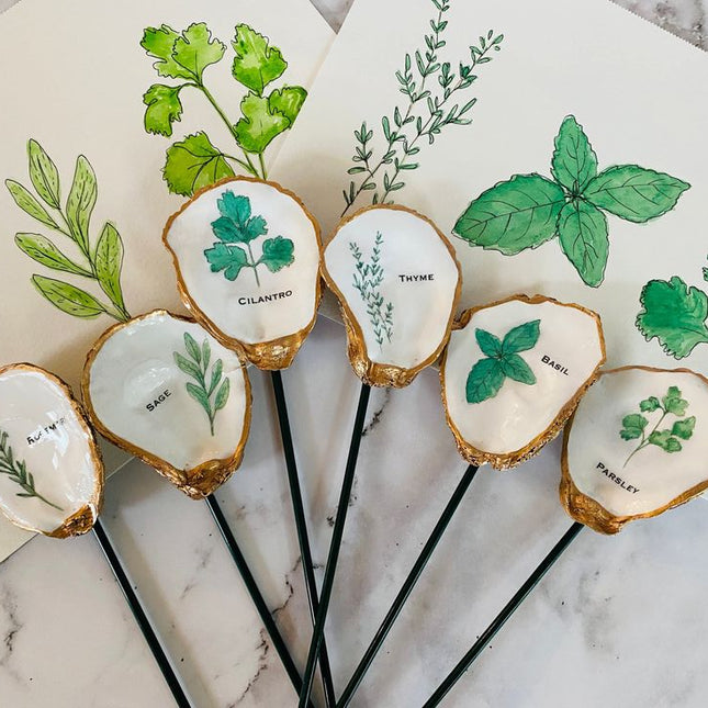 Decoupage Oyster Garden Stakes