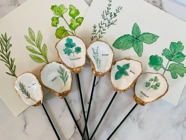Decoupage Oyster Garden Stakes
