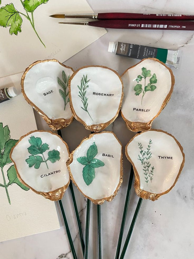 Decoupage Oyster Garden Stakes
