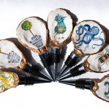 Decoupage Oyster Shell Wine Bottle Stopper – The Joyful Penguin