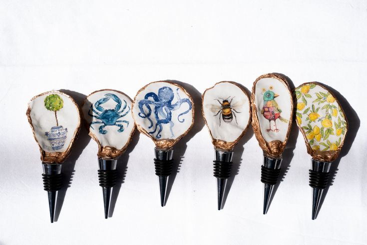Decoupage Oyster Shell Wine Bottle Stopper – The Joyful Penguin