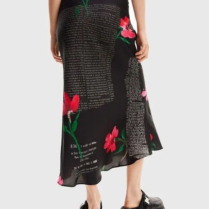 Desigual Black & Pink Flower Skirt