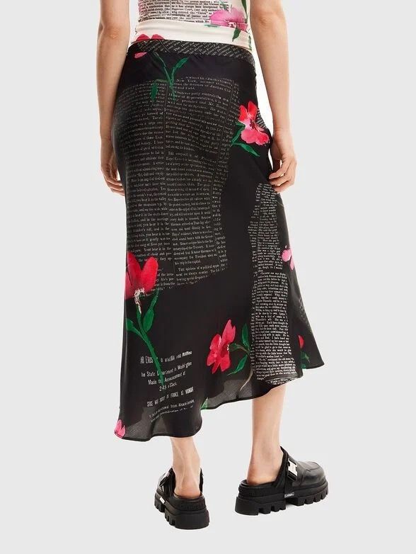 Desigual Black & Pink Flower Skirt
