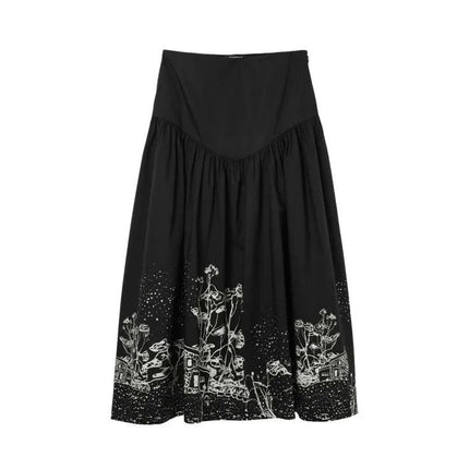 Desigual Black & White Flower Skirt