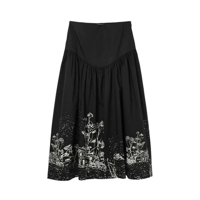Desigual Black & White Flower Skirt