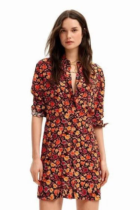 Desigual Reds Button-up Flower Dress