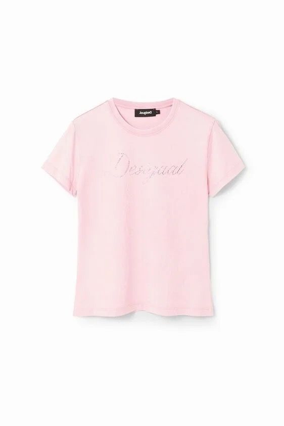 Desigual Slim-Fit Rhinestone Tee - Pink