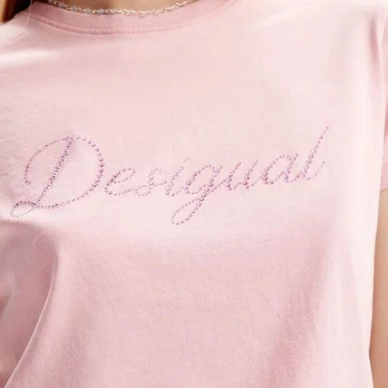 Desigual Slim-Fit Rhinestone Tee - Pink