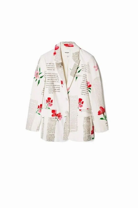 Desigual White & Pink Flower Blazer