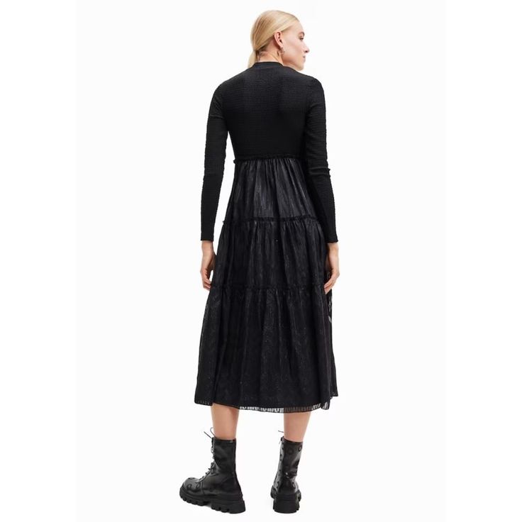 Desigual ~ Black Woven Dress Long Sleeve