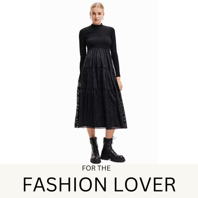 Desigual ~ Black Woven Dress Long Sleeve