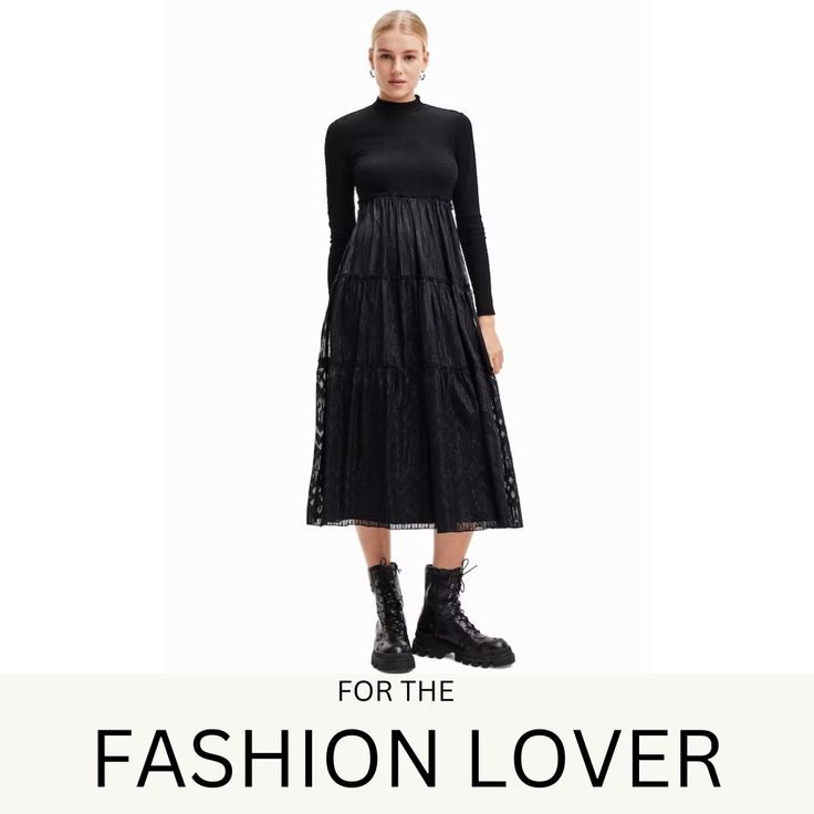 Desigual ~ Black Woven Dress Long Sleeve