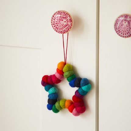 Felted Wool Pom Pom Ornaments