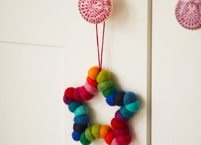 Felted Wool Pom Pom Ornaments