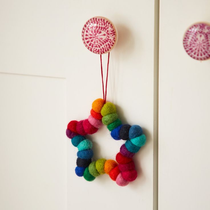 Felted Wool Pom Pom Ornaments