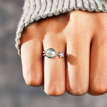 Planet Saturn Ring | Aurora Glass & 18k Gold