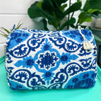 Blue and White Medallion Makeup Bag