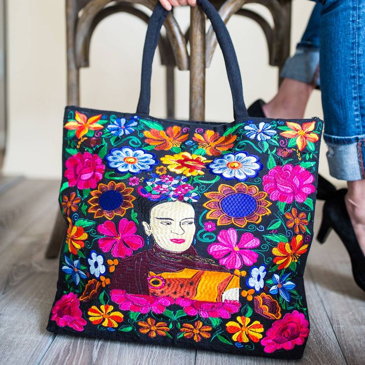 Frida Kahlo Embroidered Tote Bag