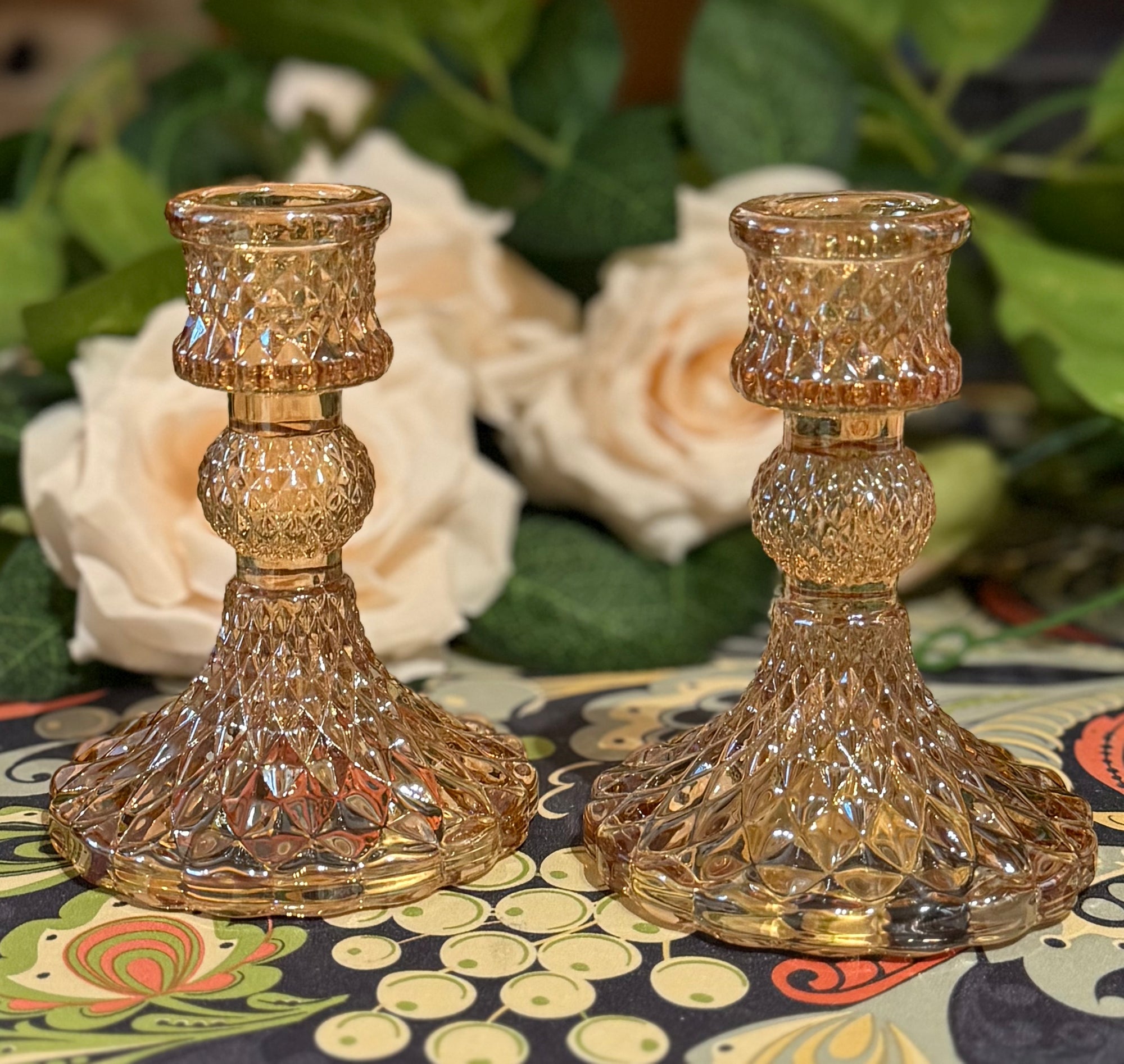 Amber Gold Candle Stick Holders