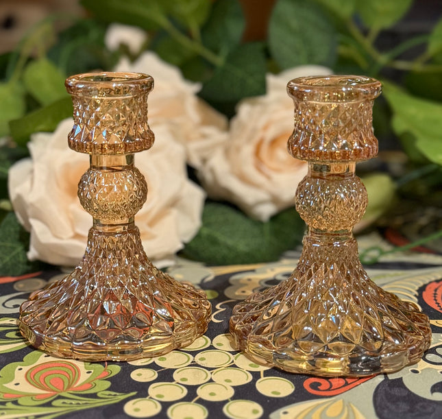 Amber Gold Candle Stick Holders