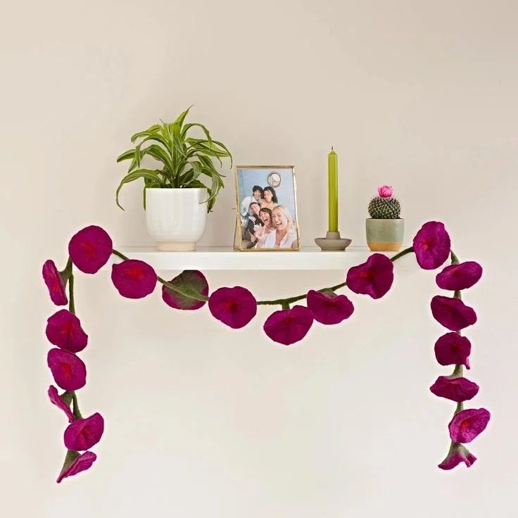 Handcrafted Felted Wool Flower Garlands